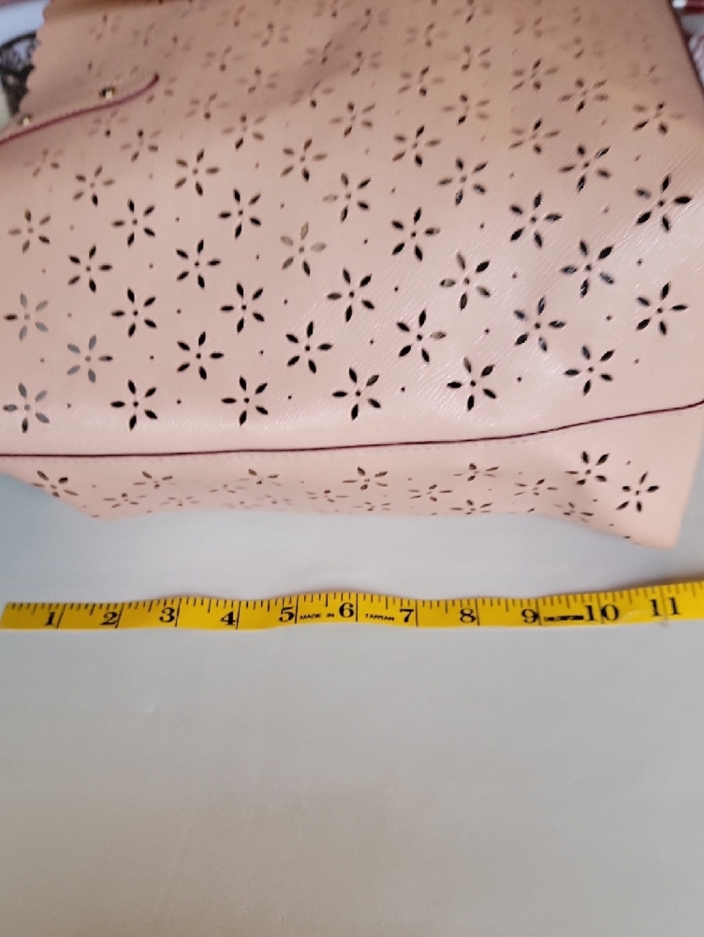 Coach Blush Pink Perforated Floral Scallop-Edge Tote - Picture 8 of 11
